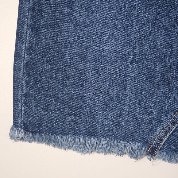 Abound Womens Mini Denim Skirt Frayed Hem Medium Wash Button Zipper Closure 25 - Picture 6 of 10